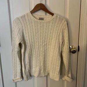 L.L. Bean white cotton cable knit sweater